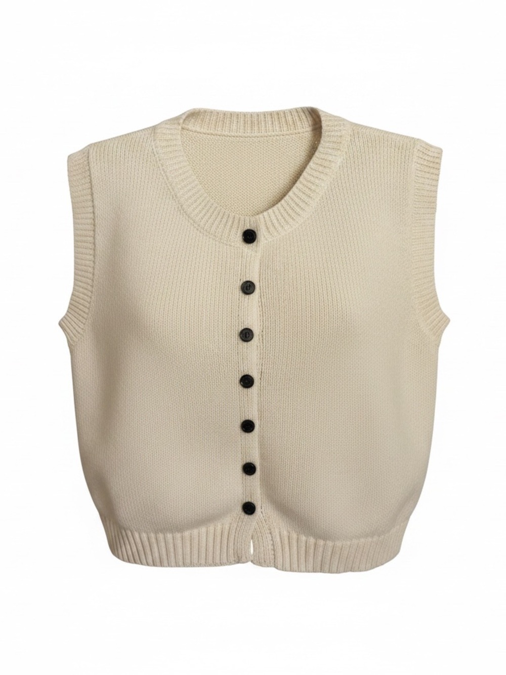 ASOS Cropped Cream Button-Front Knit Sweater Vest
